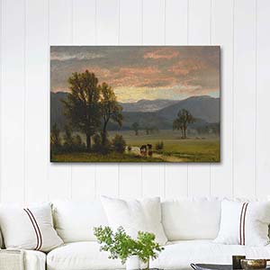 Landscape with Cattle by Albert Bierstadt as Art Print | CANVASTAR