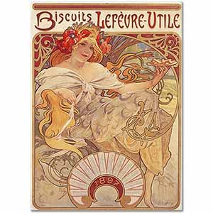 Alphonse Mucha Biscuits Lefevre-Utile Art Print