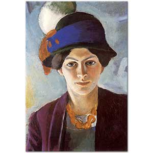August Macke Eşinin şapkalı Portresi