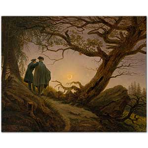 Caspar David Friedrich Two Man Contemplating the Moon Art Print