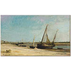 Boats on the Seacoast at Etaples by Charles Francois Daubigny