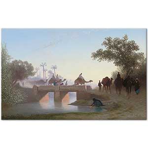 Charles Theodore Frere A Camel Train Crossing a River Art Print