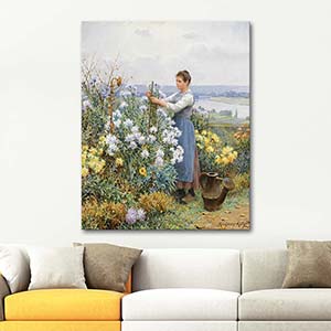 Daniel Ridgway Knight Chrysanthemums Art Print