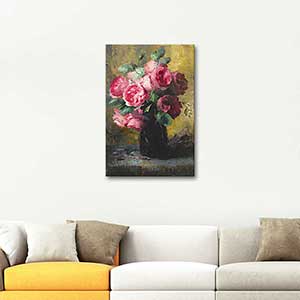 Frans Mortelmans Pink Roses in a Vase Art Print