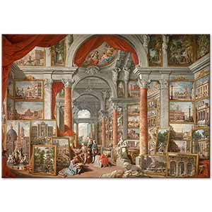 Giovanni Paolo Pannini Modern Roma'da Resim Galerisi Kanvas Tablo