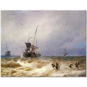 Hermann Herzog Kıyıda Balıkçılar