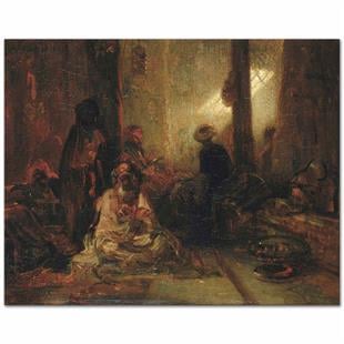 Alexandre-Gabriel Decamps Türk Kahvehanesinde Kanvas Tablo