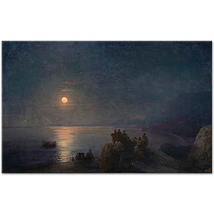 Ivan Aivazovsky Ancient Greek Poets by the Water's Edge in the Moonlight Art Print