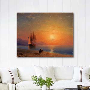Ayvazovsky Sahilde Günbatımı Kanvas Tablo