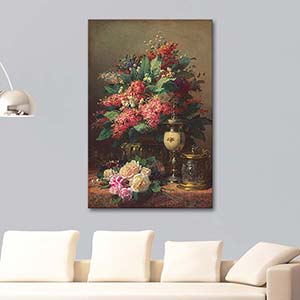Jean Baptiste Robie A Still Life of Chestnut Flowers Wallflowers Roses Art Print