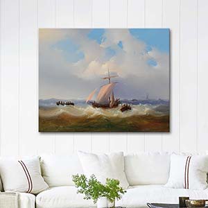 Josef Püttner Sailing Ship in Stormy Seas Art Print