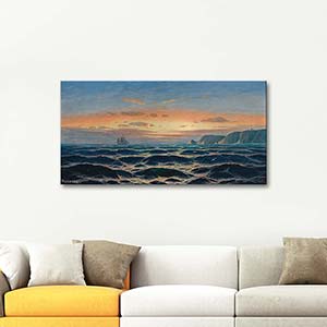 Max Jensen Sailing Ship By The Coast In The Evening Light Art Print