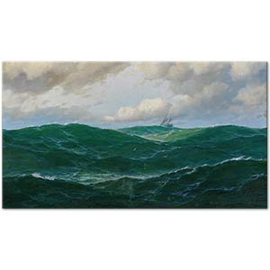 Max Jensen Ship On Rough Seas Art Print