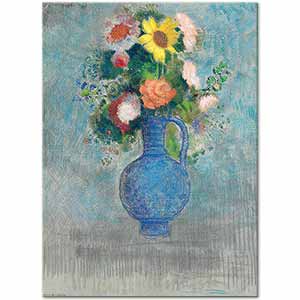 Odilon Redon Still Life of Flowers in a Blue Vase Art Print