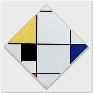 Piet Mondrian Lozenge Composition with Yellow, Black, Blue, Red and Gray Art Print
