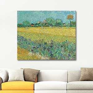 Vincent van Gogh Arles'e Bakış ve Süsenler Kanvas Tablo