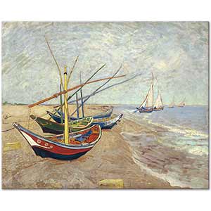 Vincent van Gogh Kıyıda Kayıklar Kanvas Tablo