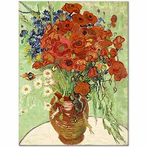 Vincent van Gogh Vase with Daisies and Red Poppies Art Print