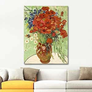 Vincent van Gogh Vase with Daisies and Red Poppies Art Print