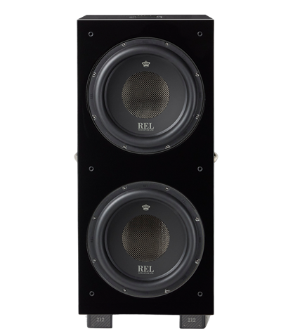 REL 212 Black Label Subwoofer siyah Grill ile gelir