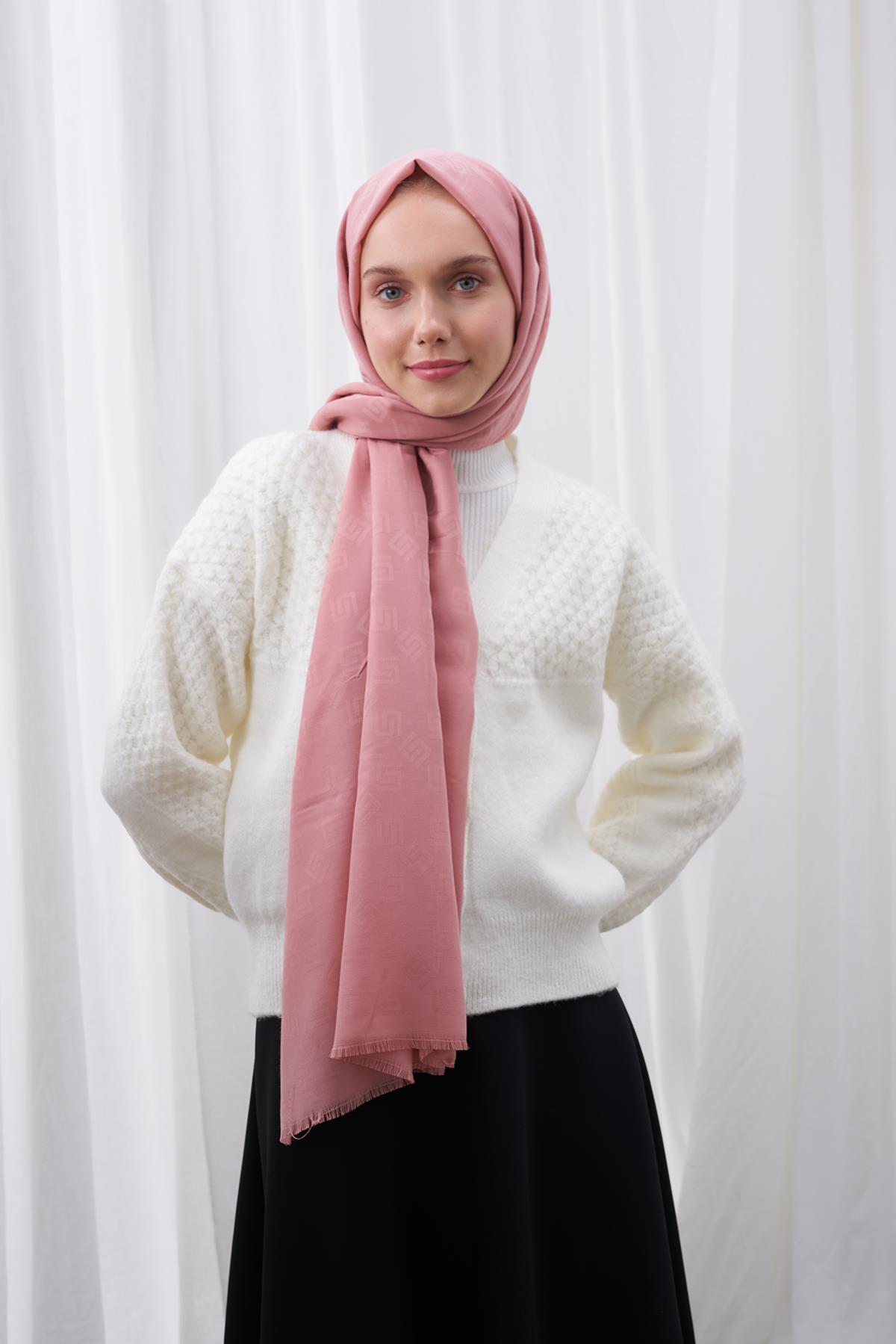 G Desen İpeksi Jakar Şal - Pembe