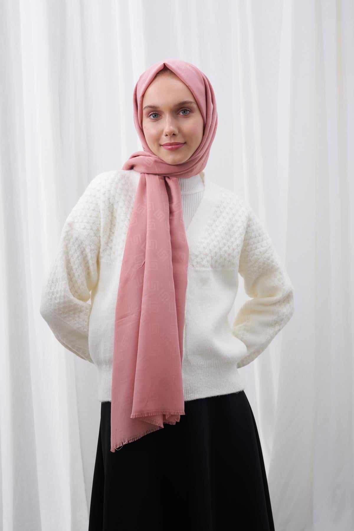 G Desen İpeksi Jakar Şal - Pembe
