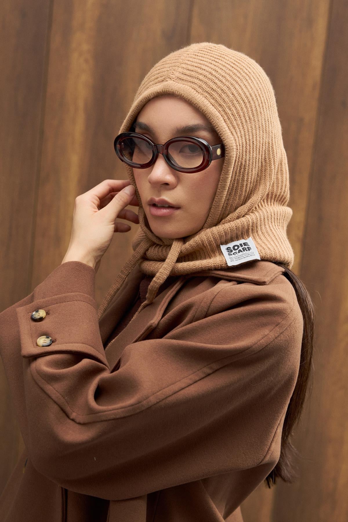 Kapüşonlu Bere - Camel