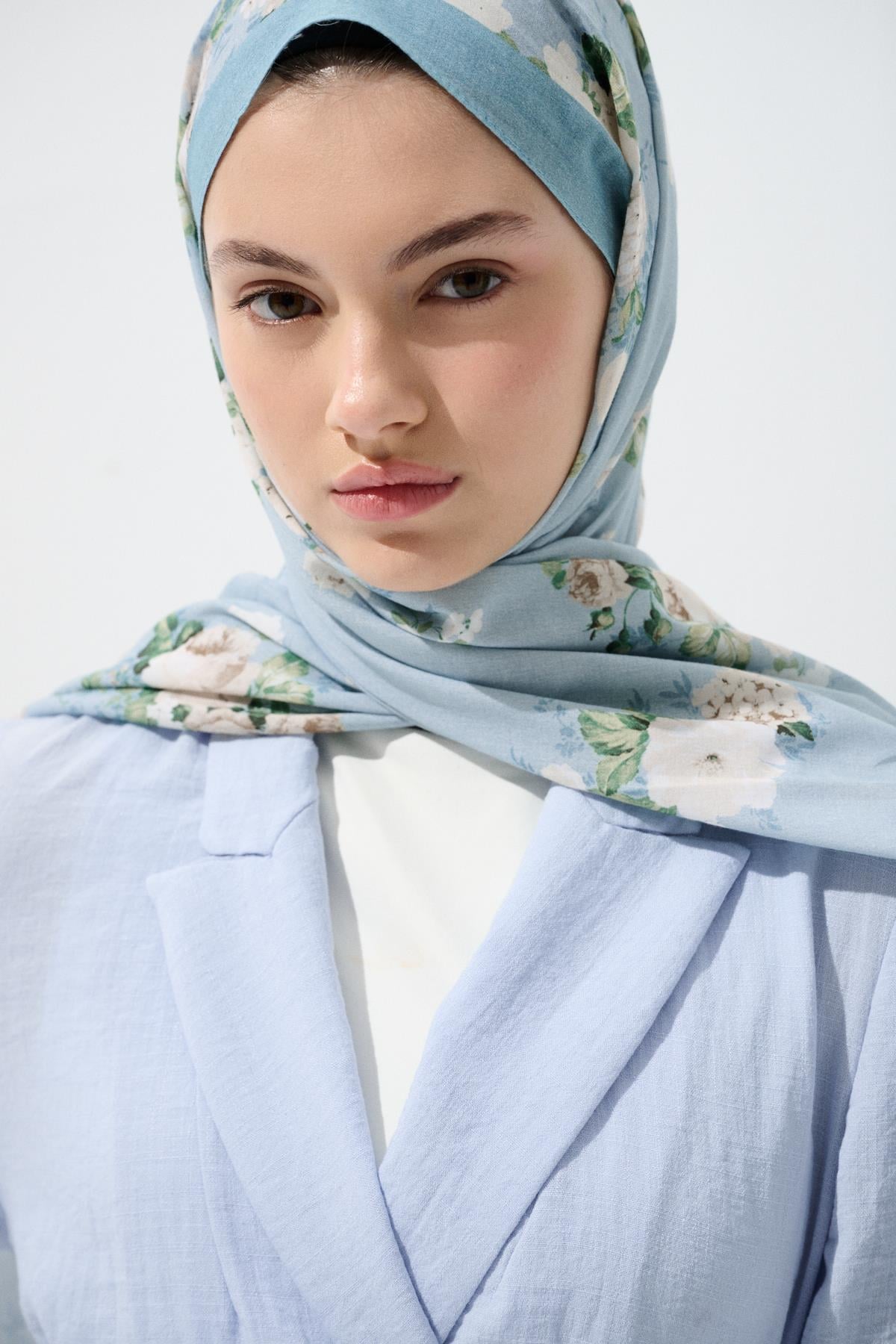 Zahra Pamuklu Şal - Mavi