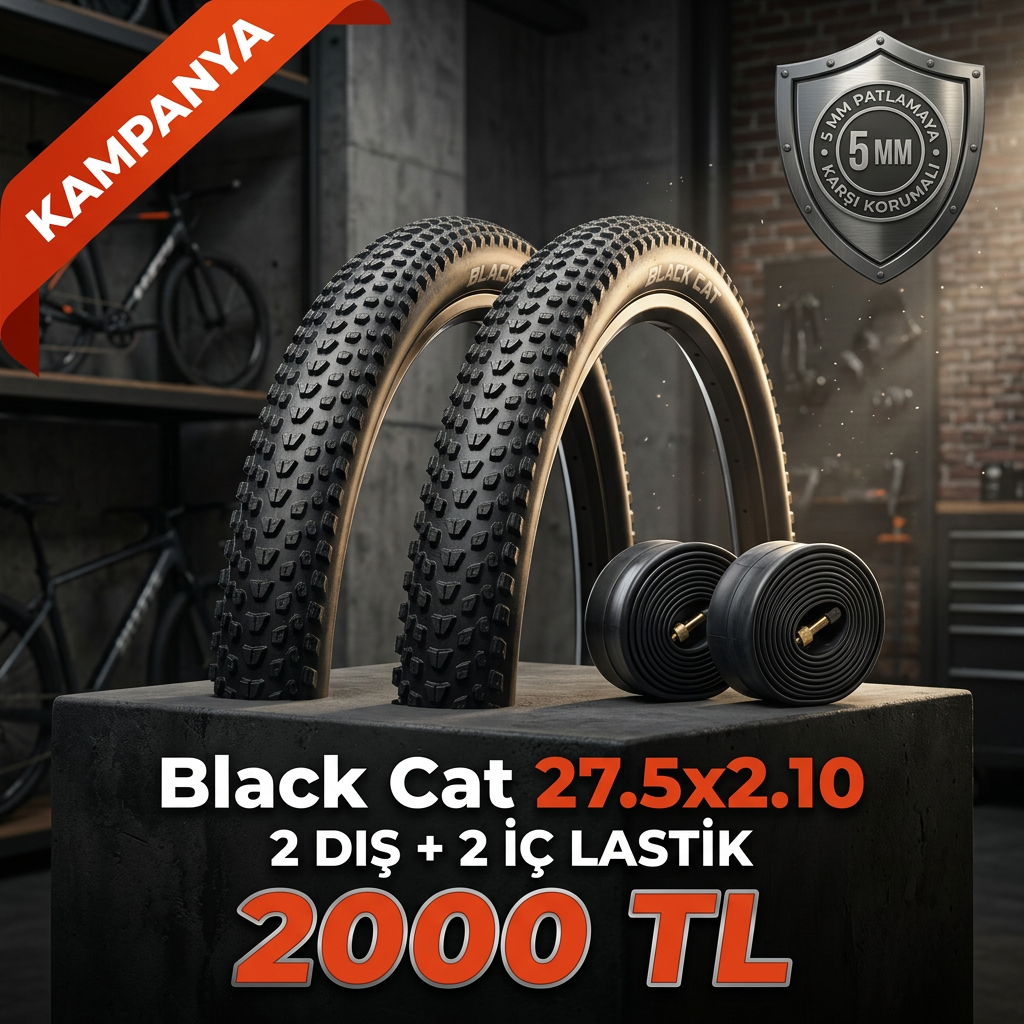 Black Cat 27.5x2.10 Dış Lastik + İç Lastik Seti (2+2) – 2000 TL Kampanya | 27.5 Jant MTB