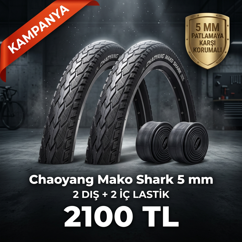 Chaoyang Mako Shark 26x1.75 5mm Zırhlı Dış Lastik + İç Lastik Seti (2+2) – 2100 TL