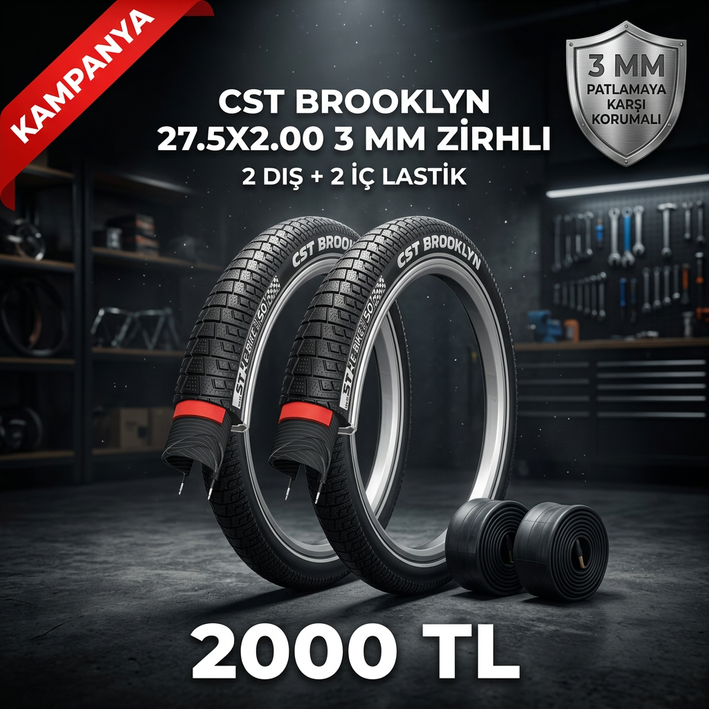 CST Brooklyn 27.5x2.00 3mm Zırhlı Dış Lastik + İç Lastik Seti (2+2) – 2000 TL