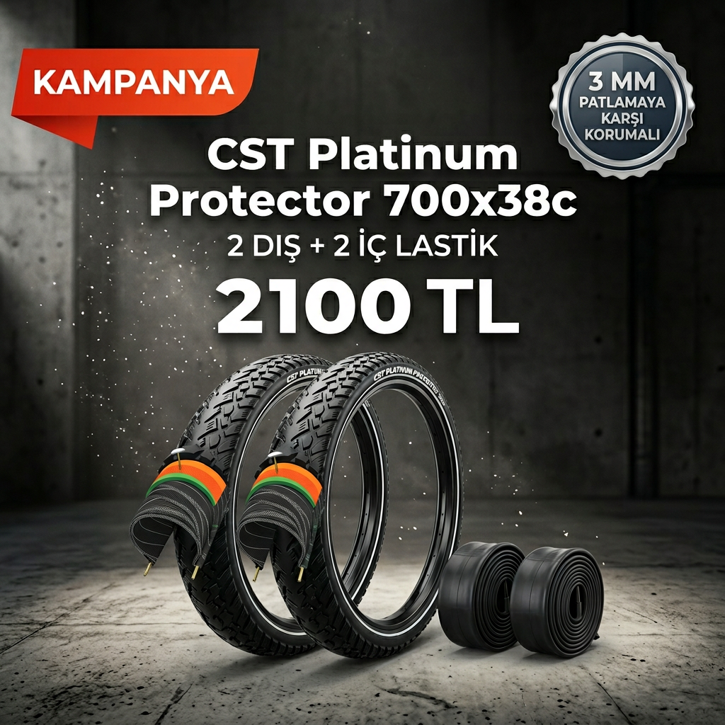 CST C1920 Platinum Protector 700x38C 3mm Zırhlı Dış Lastik + İç Lastik Seti (2+2) – 2100 TL