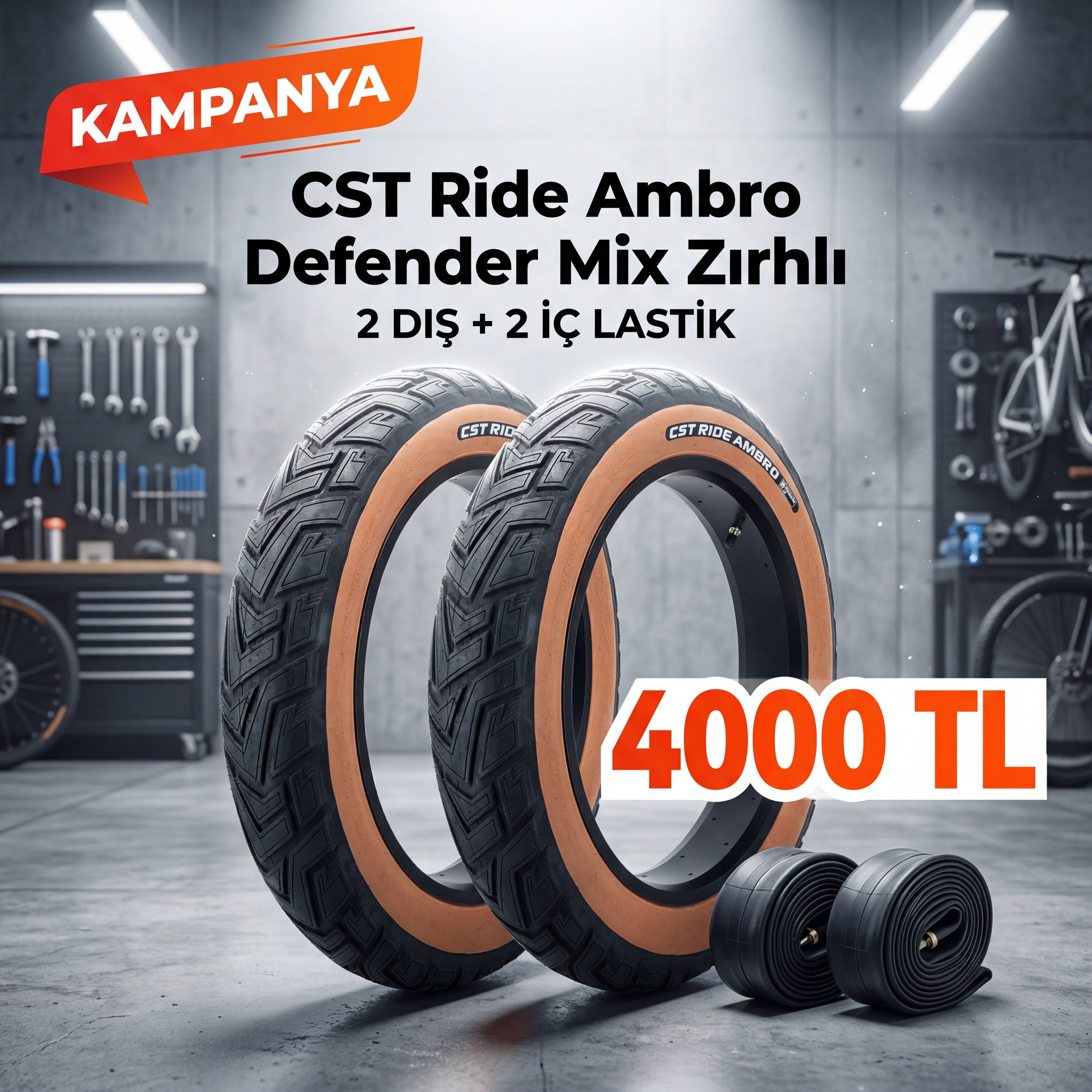 CST Ride Ambro Defender Mix Zırhlı Elektrikli Bisiklet Lastik Seti (2 Dış + 2 İç) – 4000 TL