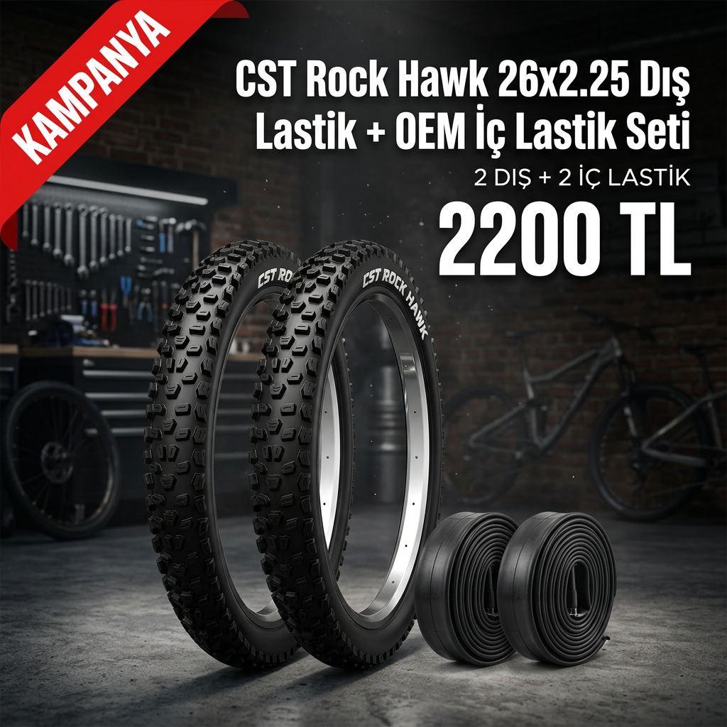 CST Rock Hawk 26x2.25 Dış Lastik + OEM İç Lastik Seti (2+2) – 2200 TL Kampanya | 26 Jant MTB Lastik Paketi