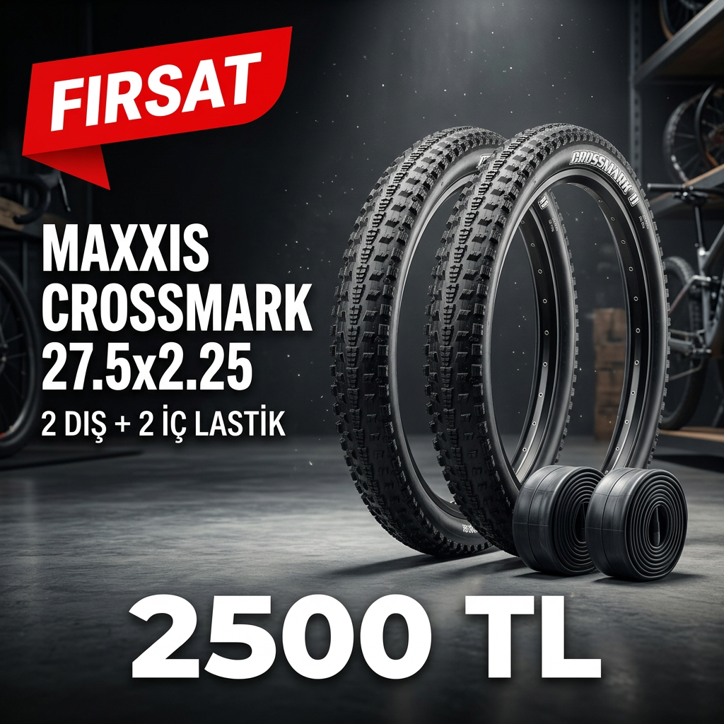 Maxxis Crossmark 27.5x2.25 Dış Lastik + OEM İç Lastik Seti (2+2) – 2500 TL | 27.5 MTB Lastik Kampanyası