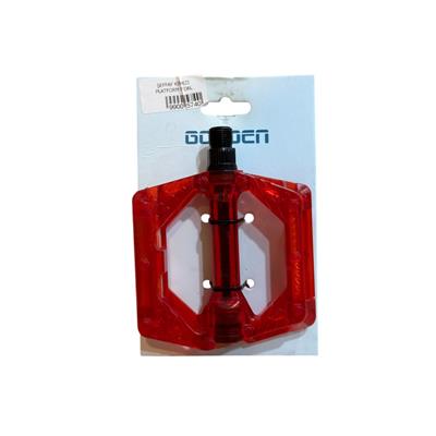 GOLDEN Şeffaf Kırmızı Renkli Geniş Bilyalı Platform Pedal – Reflektörlü, Şehir ve Günlük Kullanıma Uygun