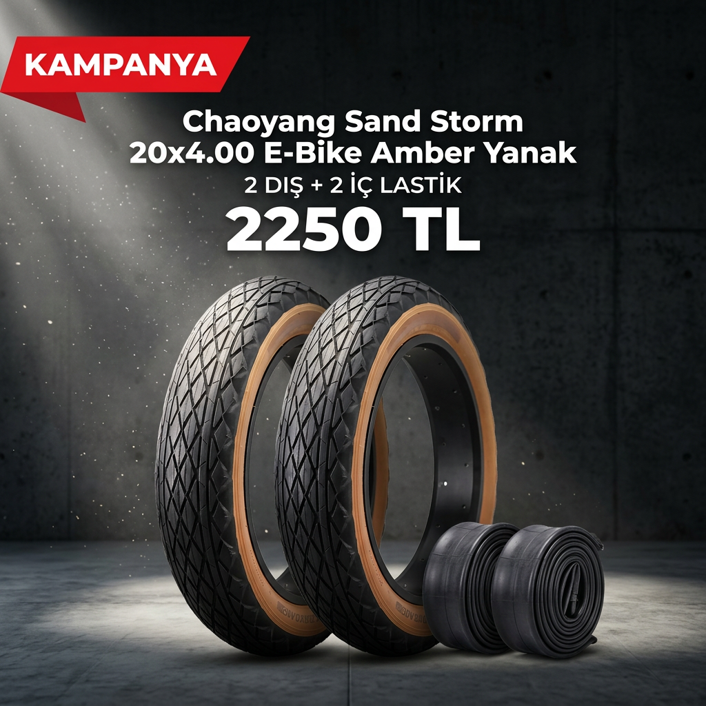 Chaoyang Sand Storm 20x4.00 E-Bike Amber Yanak Dış Lastik + İç Lastik Seti (2+2) – 2250 TL | Fat Bike Lastik