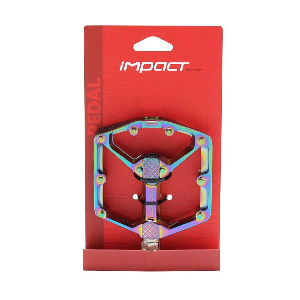 Impact Rainbow Rulmanlı Pedal | Oil Slick MTB Pedal | Çivili Hafif Pedal