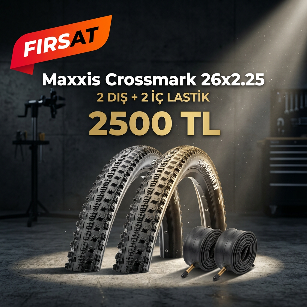 Maxxis Crossmark 26x2.25 Dış Lastik + OEM İç Lastik Seti (2+2) – 2500 TL | 26 Jant MTB Lastik Kampanya
