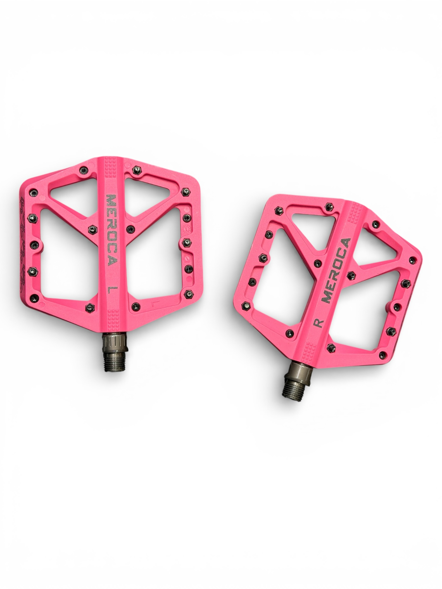 Meroca Double Rulmanlı Çivili Koyu Pembe Bisiklet Pedalı | Hafif Platform MTB Pedal – Dağ Bisiklet