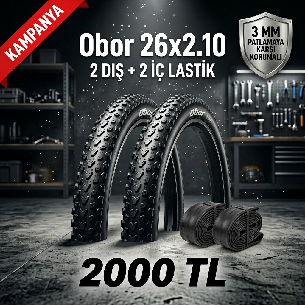 Obor 26x2.10 3mm Zırhlı Dış Lastik + İç Lastik Seti (2+2) – 2000 TL Kampanya | 26 Jant MTB