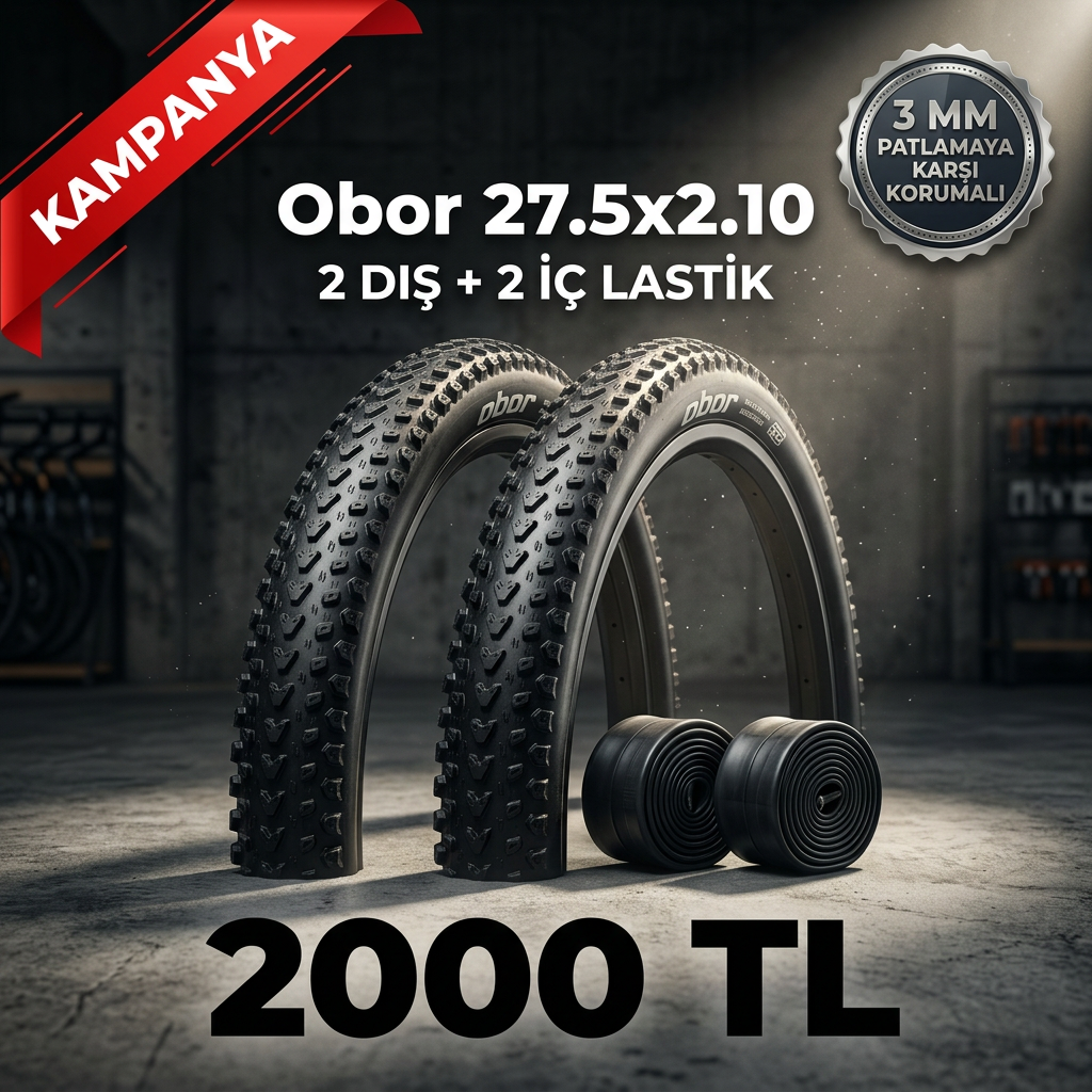 Obor 27.5x2.10 3mm Zırhlı Dış Lastik + İç Lastik Seti (2+2) – 2000 TL Kampanya | 27.5 Jant MTB