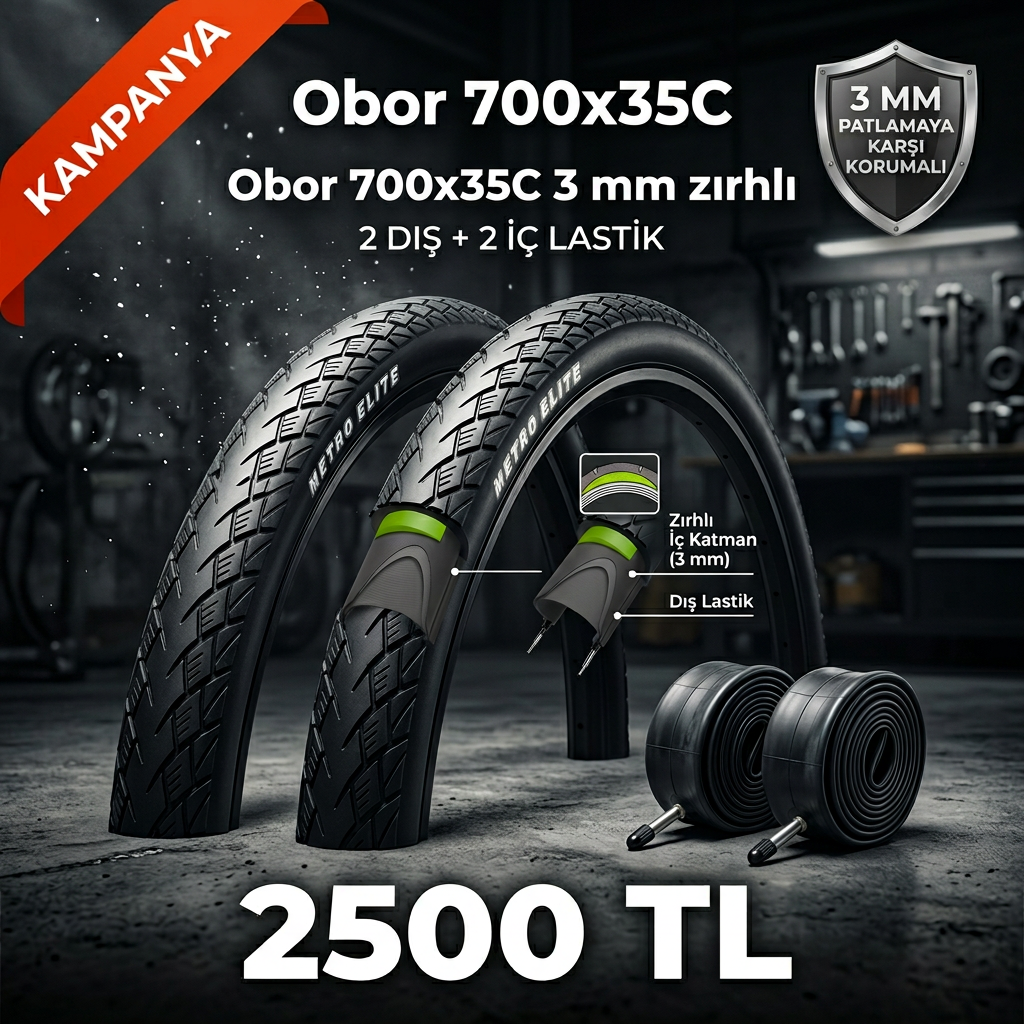 Obor 700x35C 3mm Zırhlı Dış Lastik + İç Lastik Seti (2+2) – 2500 TL | Şehir Bisiklet Lastiği