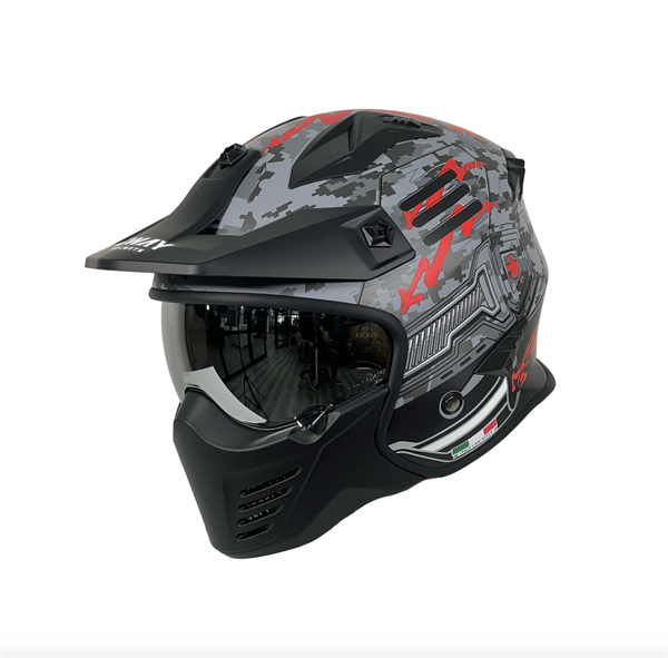 Sway Tokyo Trooper Siyah Kırmızı Modüler Kask | Çift Vizör