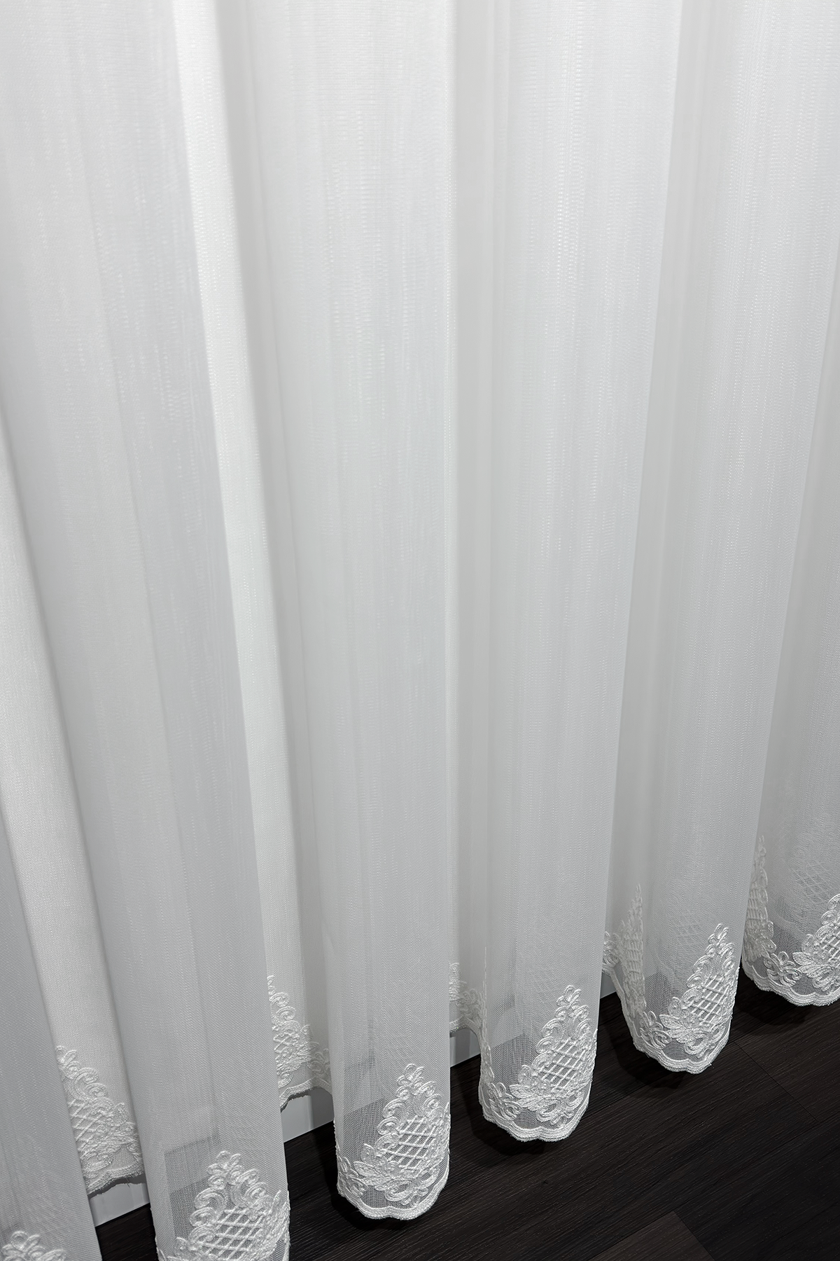 Bambu Serisi Venedik Damask Etek Desen Ekru Tül Perde