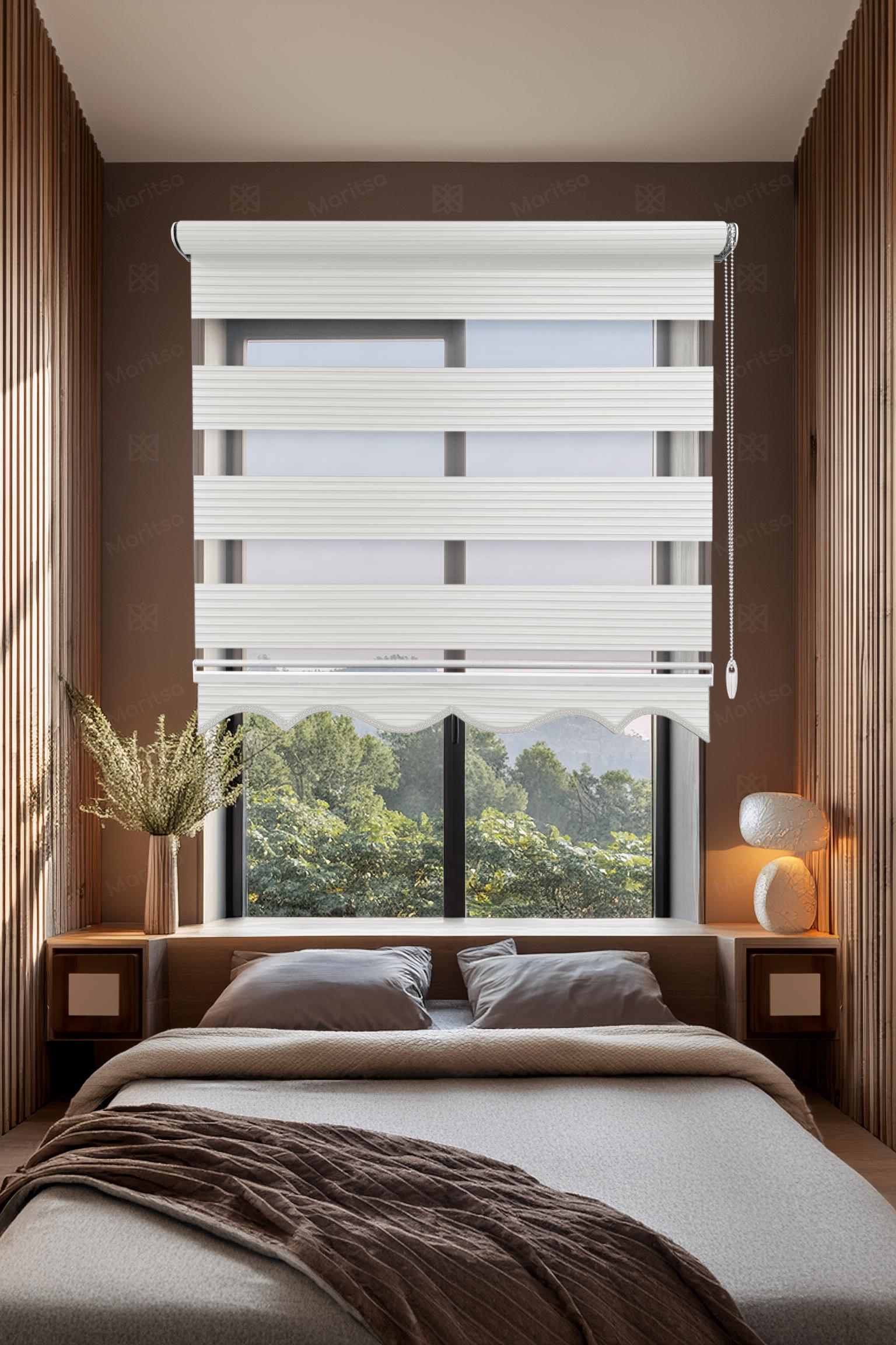 Geniş Plise Ekru Zebra Stor Perde