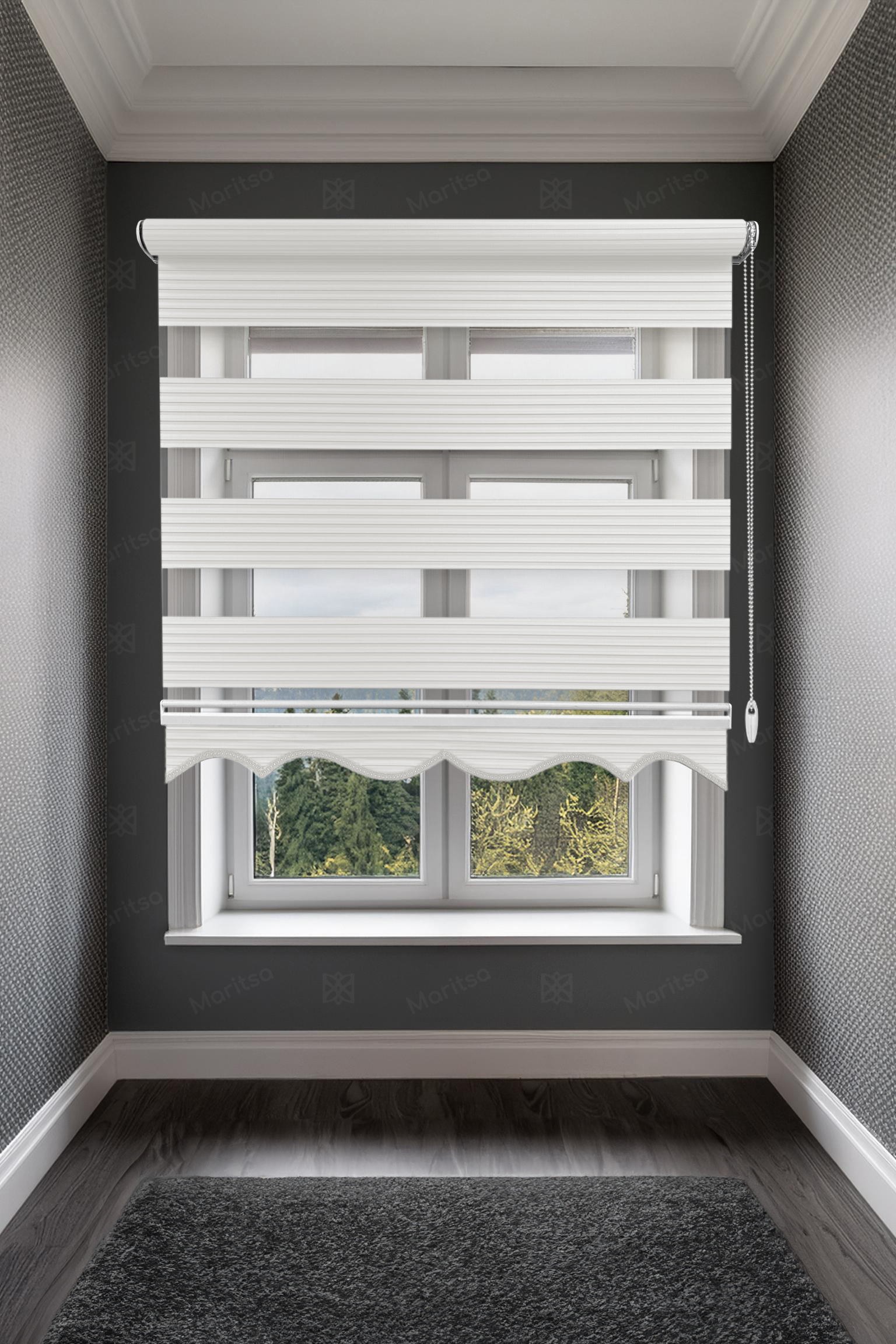 Geniş Plise Ekru Zebra Stor Perde