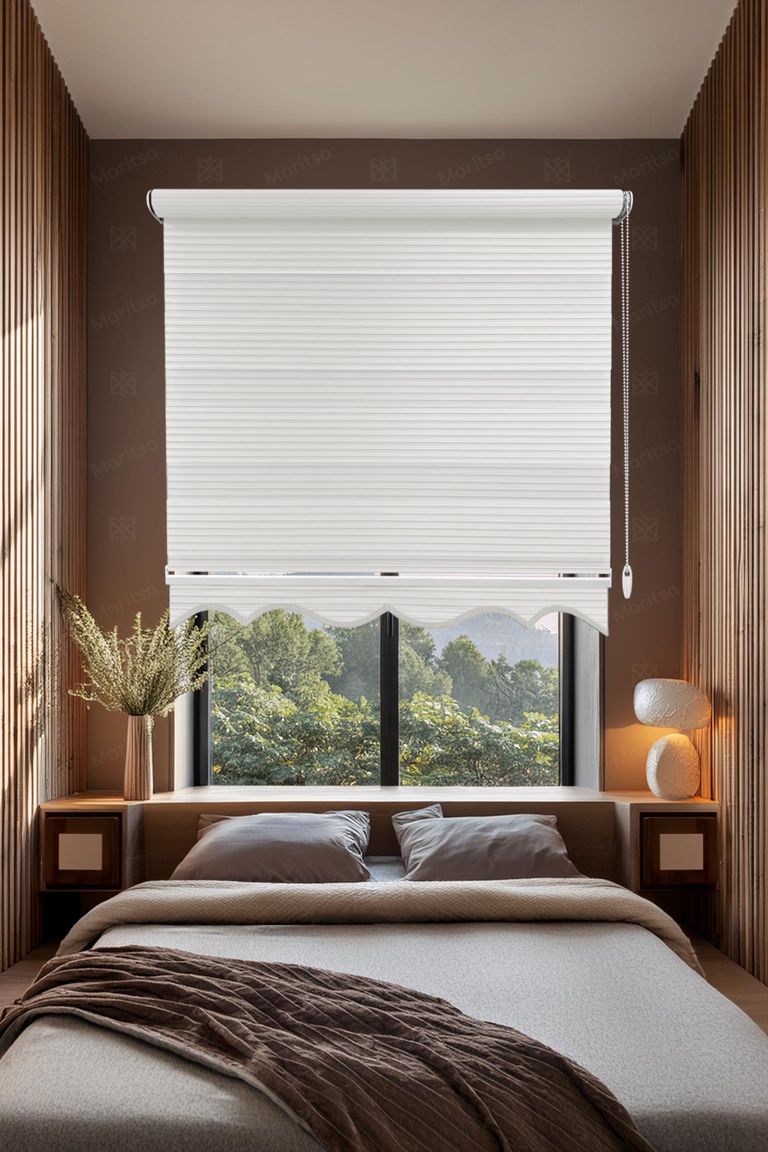 Geniş Plise Ekru Zebra Stor Perde