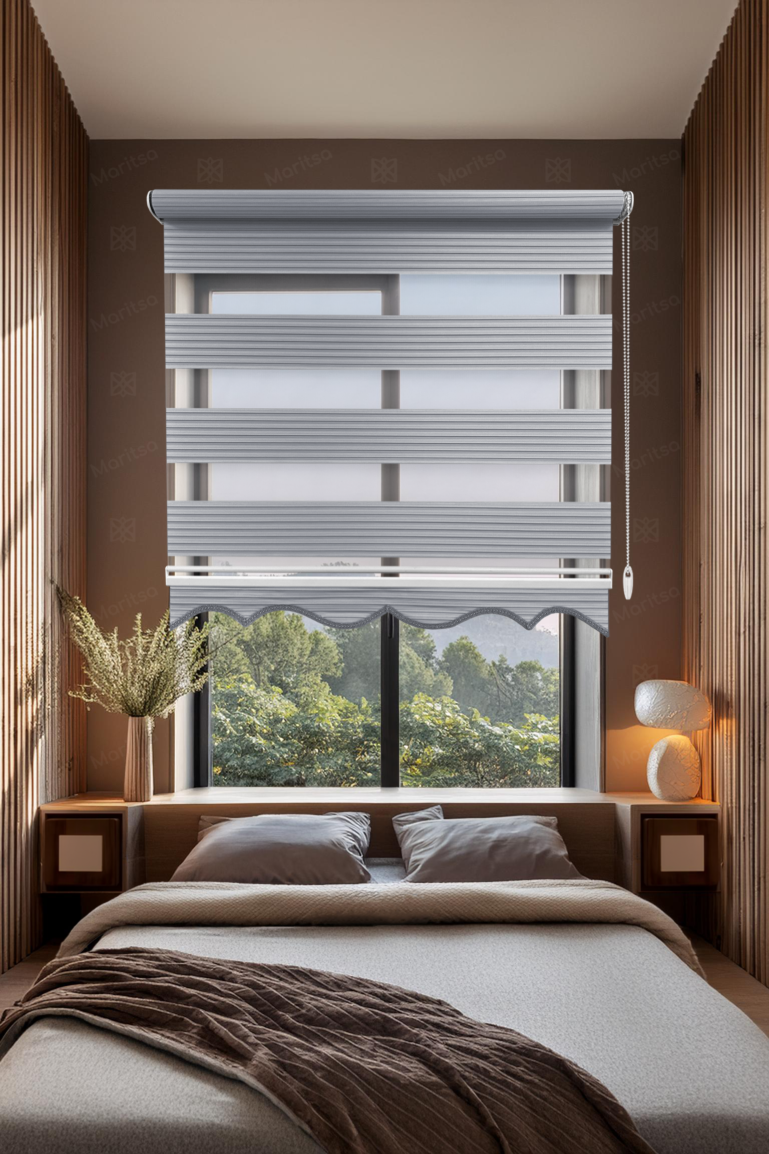 Geniş Plise Gri Zebra Stor Perde