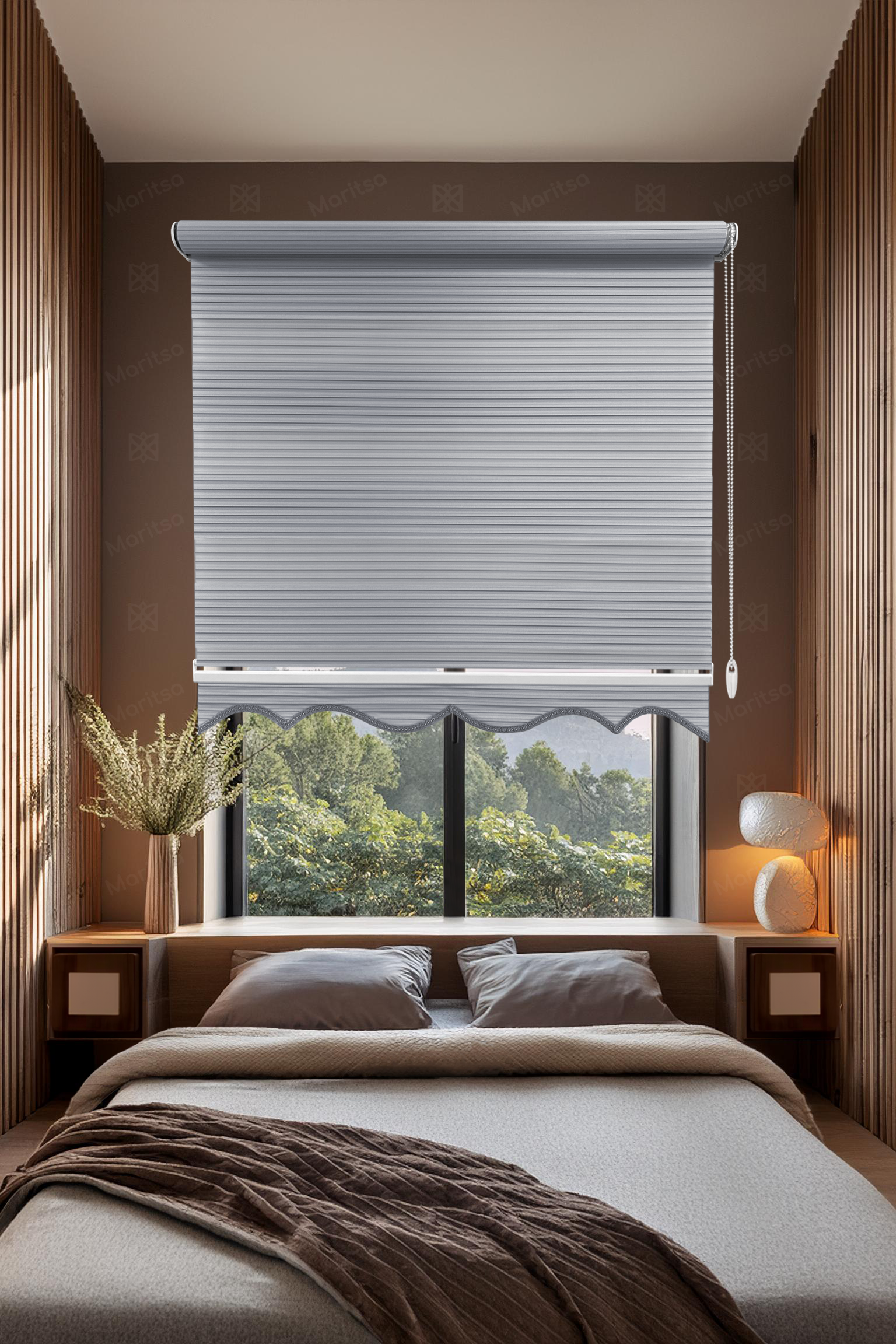 Geniş Plise Gri Zebra Stor Perde